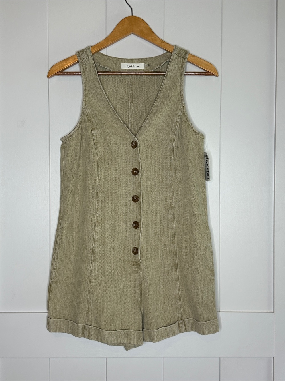 Mustard Seed Light Khaki Denim Romper Size Small